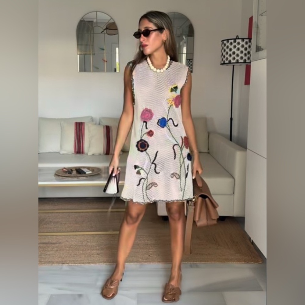 ZARA CROCHET DRESS WITH FLORAL EMBROIDERY ZW COLLECTION